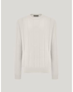 Canali Milk Extra-Fine Merino Wool Crew Neck - White