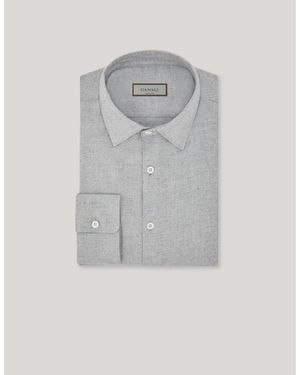Canali Melange Cotton And Lyocell Regular-Fit Shirt - Gray