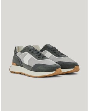 Canali Technical Fabric And Leather Runner Trainers - Metallic