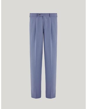 Canali Impeccabile Regular Fit Wool Pants - Blue