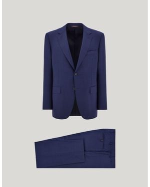 Canali And Dark Near-Solid Wool Suit - Blue