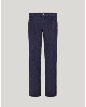Canali Dark Regular Fit Five Pocket Soft Touch Fabric Denim Pants - Blue