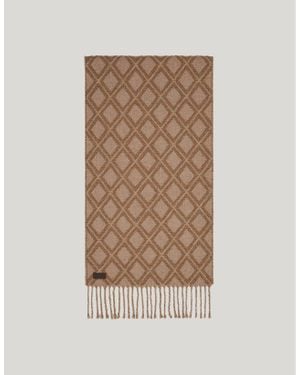 Canali Bouclé Scarf With Check Pattern - Natural