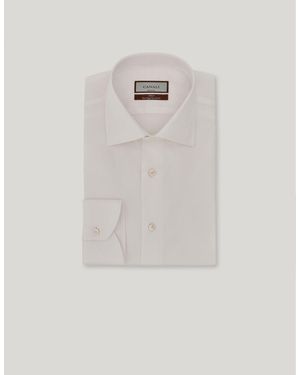 Canali Fil-À-Fil 200/2 Cotton Regular-Fit Formal Shirt - White