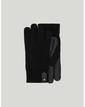 Canali Wool Knit And Sheepskin Gloves - Black