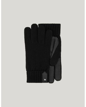 Canali Wool Knit And Sheepskin Gloves - Black