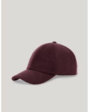Canali Burgundy Pure Cashmere Baseball Cap - Red