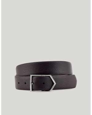 Canali Ceinture En Cuir De Veau Foulonné Avec Boucle - Noir