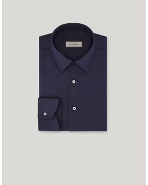 Canali Travel Stretch Cotton Regular-Fit Shirt - Blue