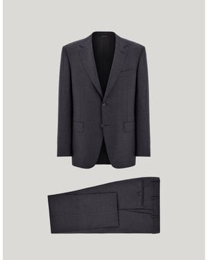 Canali Charcoal Pure Wool Suit - Blue