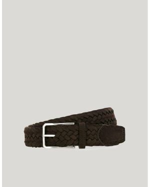 Canali Ceinture Tressée En Daim Brun Foncé - Marron