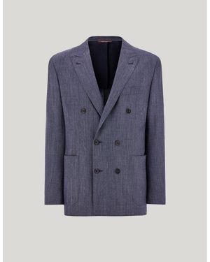 Canali Denim Linen And Wool Modern-Fit Jacket - Blue