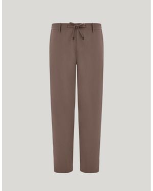 Canali Taupe Travel Wool Regular Fit Drawstring Trousers - Brown
