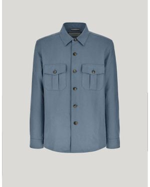 Canali Fliegerblaue Hemdjacke Aus Leinen Und Seide
