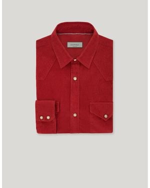 Canali Casual Cotton Corduroy Regular-Fit Shirt - Red