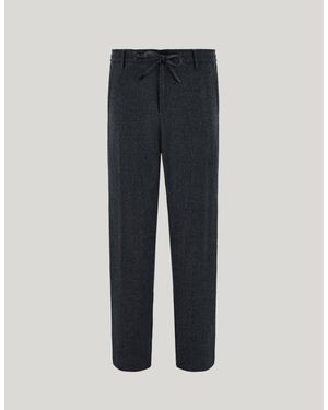 Canali Anthracite Melange Impeccabile Wool Flannel Pants With Drawstring - Blue