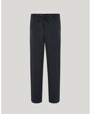 Canali Anthracite Melange Impeccabile Wool Flannel Trousers With Drawstring - Blue