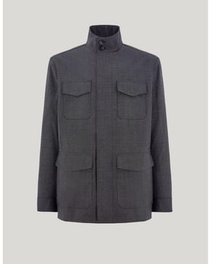 Canali Impeccabile Charcoal Wool Field Jacket With Membrane - Blue