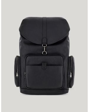 Canali Hammered Calfskin Three Pocket Backpack - Black