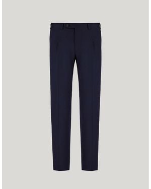 Canali Travel Wool Flannel Regular-Fit Trousers - Blue
