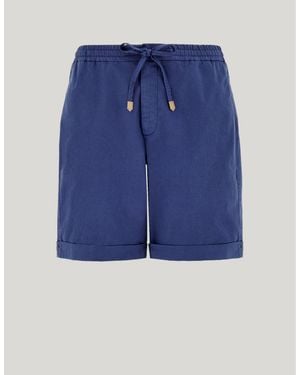 Canali Bermuda Shorts With A Drawstring, Crafted From Cotton And Lyocell Gabardine - Blue