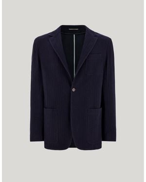 Canali Tricot-Effect Cotton Jersey Jacket - Blue