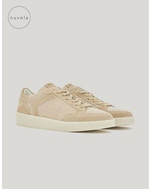 Canali Nuvola Woven Canvas And Suede Trainers - Natural