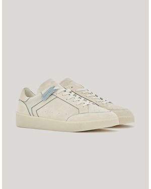 Canali Nuvola Ivory Suede Trainers With Ribbing - Natural