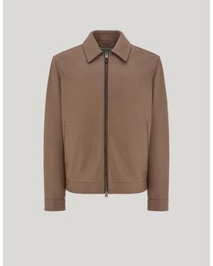 Canali Sand-Coloured Lambskin Nappa Leather Jacket With Woven Details - Brown