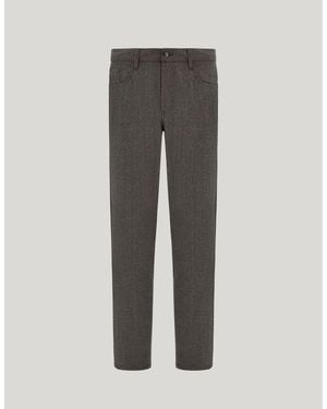 Canali Levante Hazelnut Melange Impeccabile Wool Regular-Fit Pants - Gray