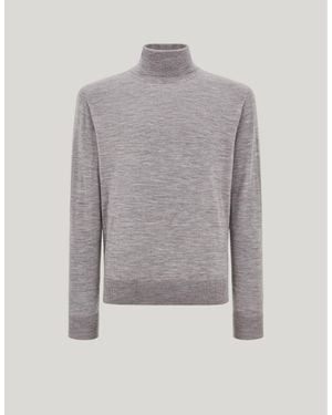 Canali Col Roulé Seamless Nuvola En Laine Mérinos Extra-Fine Gris Clair Chiné