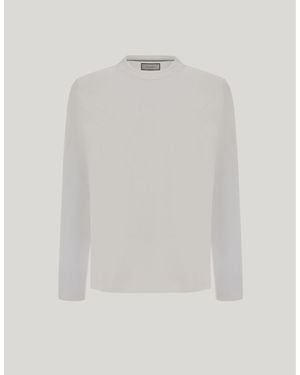 Canali Weißer Rundhalspullover Aus „Filo Di Scozia"-Baumwolljersey Im Regular Fit