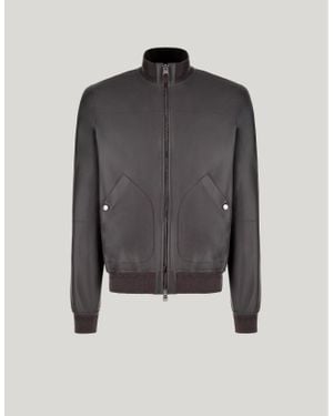 Canali Bomberjacke Nuvola Aus Braunem Nappaleder - Grau