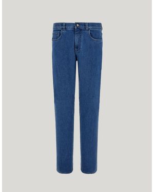 Canali Comfort Cotton And Cashmere Denim Regular-Fit Jeans - Blue