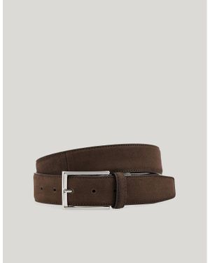Canali Ceinture En Cuir De Veau Effet Velours, Marron Foncé