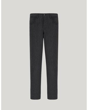 Canali Impeccabile Wool Flannel Charcoal Five-Pocket Trousers - Grey