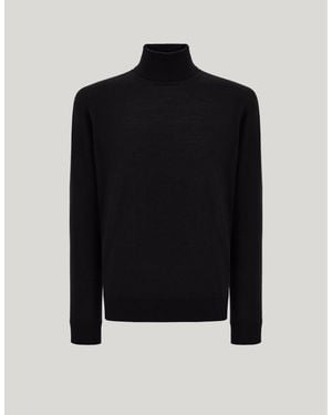 Canali Nuvola Seamless Merino Wool Turtleneck - Black