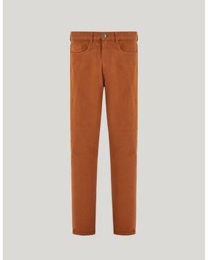 Canali Terracotta Regular Fit Five Pocket Trousers, Made From Cotton Microtwill - Brown