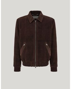 Canali Woven Suede Blouson Jacket - Brown