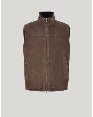 Canali Goat Suede Vest With Filling - Brown