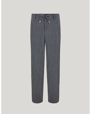 Canali Melange Impeccabile Wool Flannel Pants With Drawstring - Gray