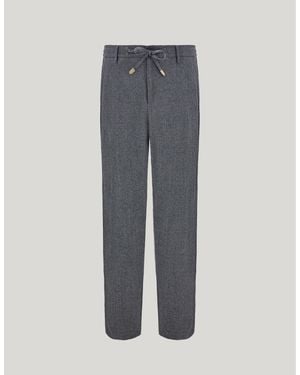 Canali Melange Impeccabile Wool Flannel Trousers With Drawstring - Grey