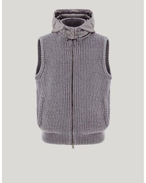 Canali Merino Wool Mixed Material Vest - Grey