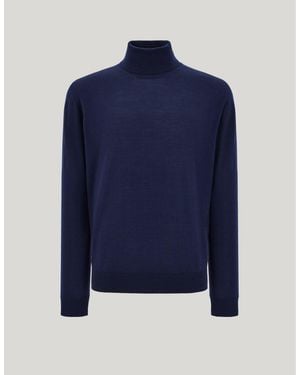 Canali Nuvola Seamless Merino Wool Turtleneck - Blue