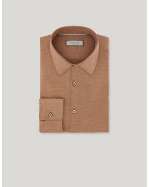 Canali Light Impeccabile Jersey Wool Regular-Fit Shirt - Brown