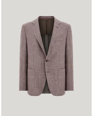 Canali Walnut Modern-Fit Wool, Silk And Linen Blend Jacket With Matte Effect - Brown