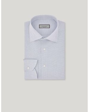 Canali Impeccabile Cotton Micro-Plaid Regular-Fit Shirt - Blue