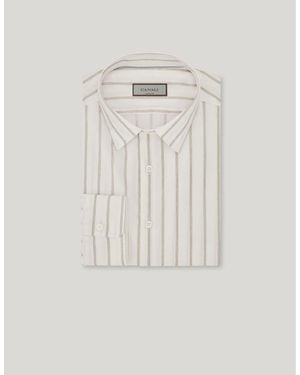 Canali And Cotton Striped Regular-Fit Shirt - White