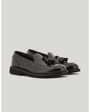 Canali Dark Tumbled Calfskin Tassel Loafers - Brown