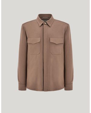 Canali Walnut Wool Flannel Relaxed-Fit Overshirt - Brown